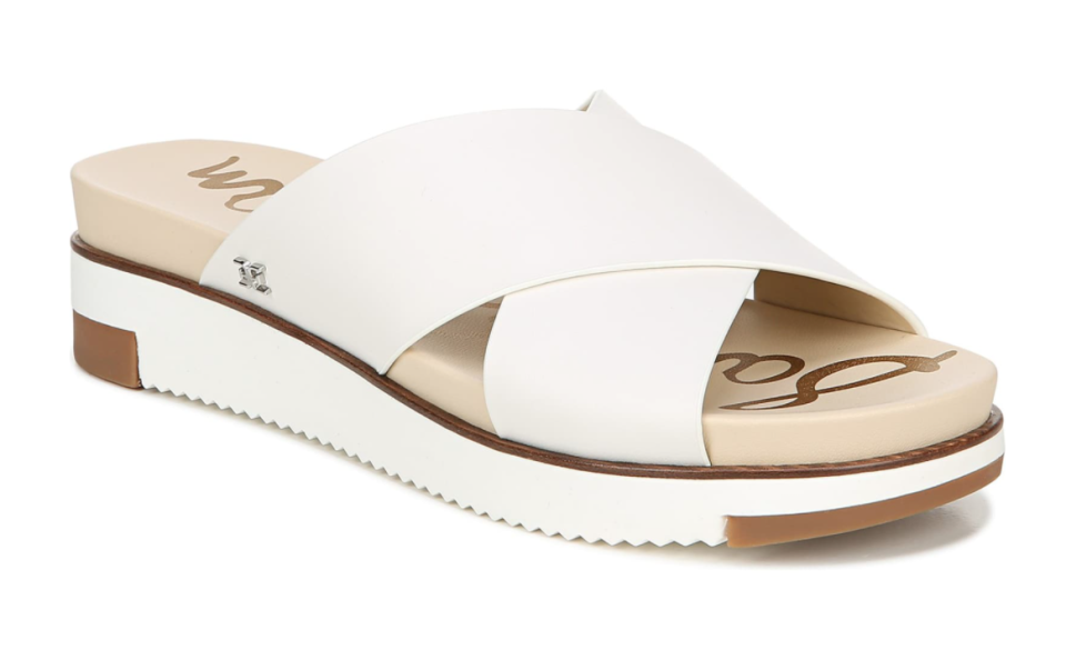 Sam Edelman Audrea Slide Sandal in Bright White Leather