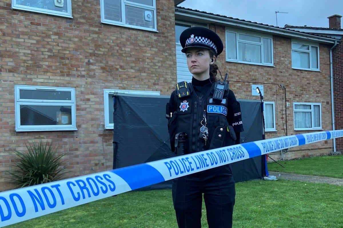 Essex Police officer standing on cordon at Readers Court, Chelmsford (Essex Police)