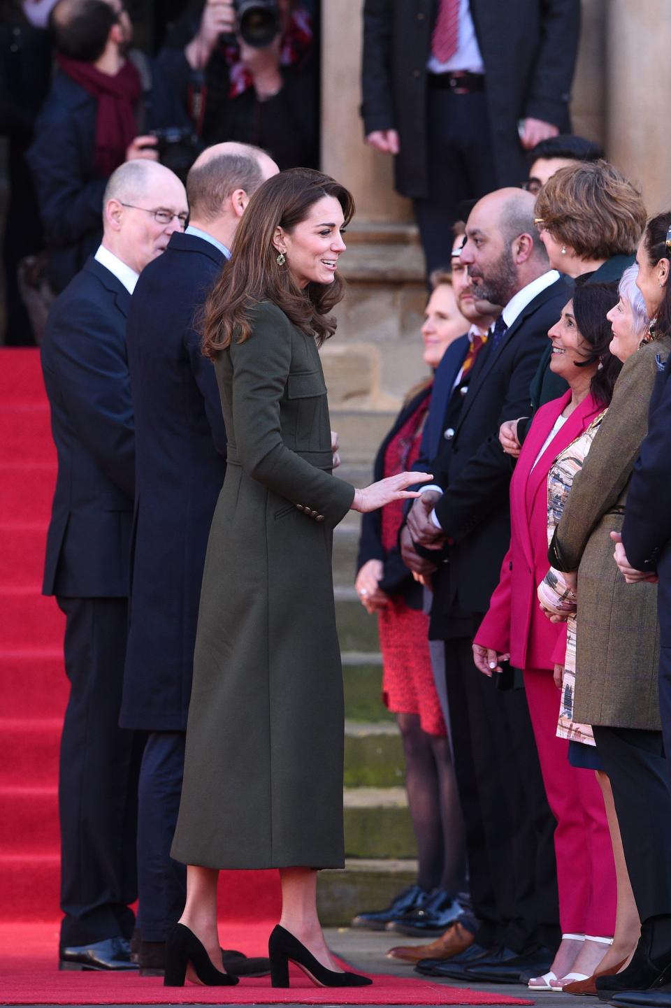 Britain's Prince William, Duke of Cambridge and Britain's Catherine, Duchess of Cambridge arrive for a visit to City Hall in Centenary Square, Bradford on January 15, 2020, to meet young people and hear about their life in Bradford. (Photo by Oli SCARFF / AFP) (Photo by OLI SCARFF/AFP via Getty Images)