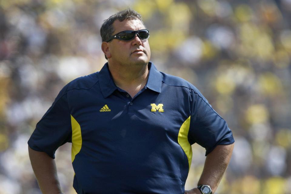 Former Michigan coach Brady Hoke on Saturday, Sept. 3, 2011, against Western Michigan.