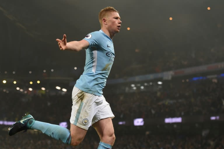 Manchester City's Kevin De Bruyne scored their second goal and had a hand in a third in an emphatic 4-1 victory over Tottenham Hotspur