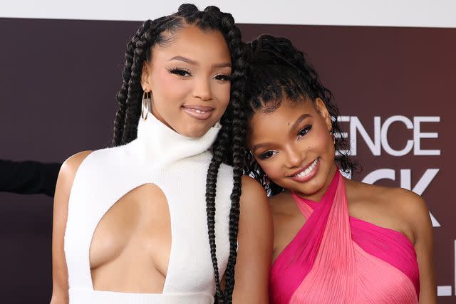 <p>JC Olivera/GA/The Hollywood Reporter via Getty</p> Chloe Bailey and Halle Bailey pose at the 2024 ESSENCE Black Women in Hollywood Awards red carpet