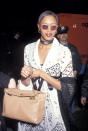 <p>Naomi Campbell rocks a white kaftan at the Aretha Franklin's concert for the Gay Men's Health Crisis, 1993</p>