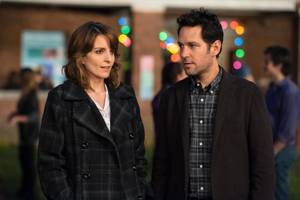 This film image released by Focus Features shows Tina Fey, left, and Paul Rudd in a scene from "Admission." (AP Photo/Focus Features, David Lee)