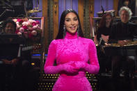 <p><a href="https://people.com/tv/khloe-kardashian-scott-disick-link-arms-join-kim-snl-afterparty/" rel="nofollow noopener" target="_blank" data-ylk="slk:Kim absolutely smashed;elm:context_link;itc:0;sec:content-canvas" class="link ">Kim absolutely smashed</a> her <a href="https://people.com/tv/kim-kardashian-jokes-she-divorced-kanye-west-for-his-personality-in-saturday-night-live-monologue/" rel="nofollow noopener" target="_blank" data-ylk="slk:SNL hosting debut;elm:context_link;itc:0;sec:content-canvas" class="link "><em>SNL</em> hosting debut</a> earlier this month. Her hilarious <a href="https://www.youtube.com/watch?v=LQCQym6hVMo" rel="nofollow noopener" target="_blank" data-ylk="slk:opening monologue;elm:context_link;itc:0;sec:content-canvas" class="link ">opening monologue</a> had bits about her family's failed political aspirations, her split from Kanye and being "so much more than just a pretty face and good hair and great makeup and amazing boobs and a perfect butt."</p> <p>Highlights from the show include her <a href="https://www.youtube.com/watch?v=40sJn4fEpMQ" rel="nofollow noopener" target="_blank" data-ylk="slk:Aladdin and Jasmine sketch;elm:context_link;itc:0;sec:content-canvas" class="link ">Aladdin and Jasmine sketch</a> with <em>SNL</em> cast member Pete Davidson, a musical number called "<a href="https://www.youtube.com/watch?v=94D4DzLS93E" rel="nofollow noopener" target="_blank" data-ylk="slk:Ladies' Night Song;elm:context_link;itc:0;sec:content-canvas" class="link ">Ladies' Night Song</a>" that had Kim's character hilariously falling asleep mid-sentence multiple times, a <a href="https://www.youtube.com/watch?v=A8rrr_w8rfk&feature=emb_title" rel="nofollow noopener" target="_blank" data-ylk="slk:star-studded spoof of the Bachelorette;elm:context_link;itc:0;sec:content-canvas" class="link ">star-studded spoof of the <em>Bachelorette </em></a>and "<a href="https://www.youtube.com/watch?v=gd1XV9oohLY" rel="nofollow noopener" target="_blank" data-ylk="slk:The Switch;elm:context_link;itc:0;sec:content-canvas" class="link ">The Switch</a>," a skit where she traded lives with <em>SNL</em> cast member Aidy Bryant.</p>