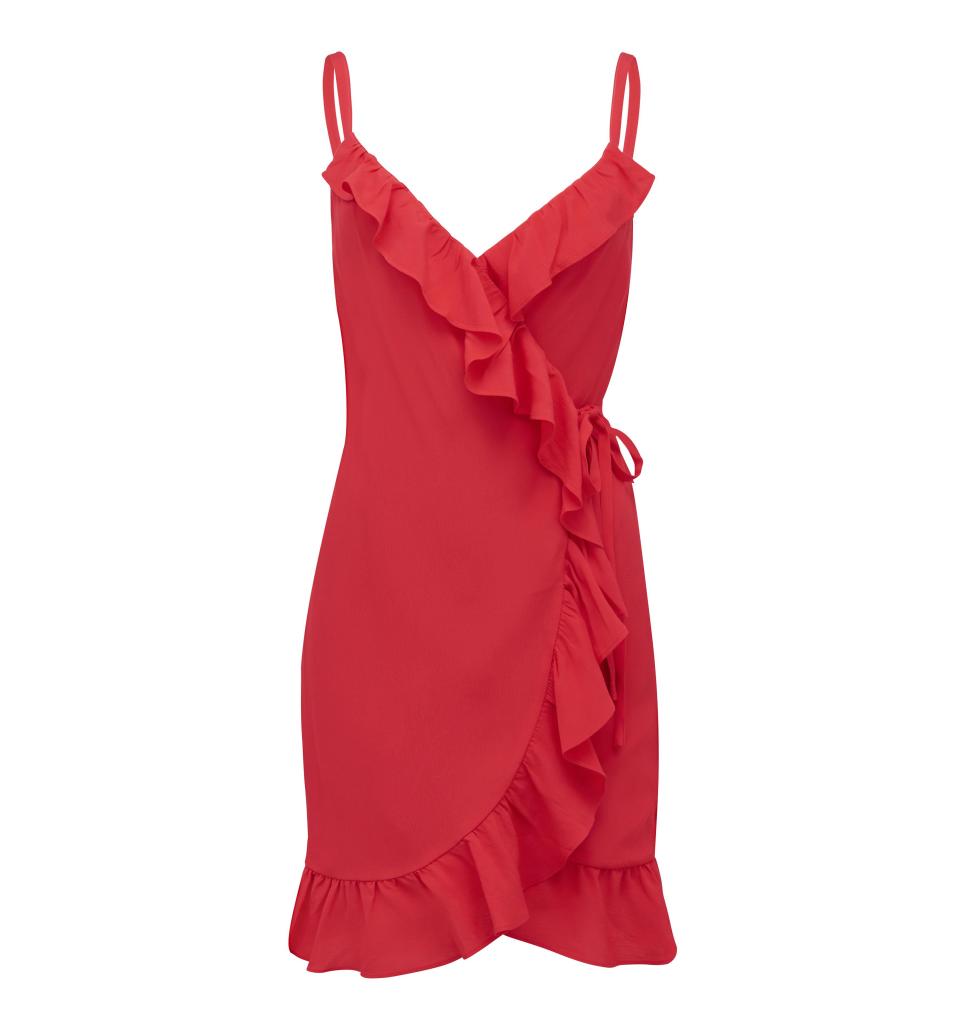 <p>Forever New Marley Wrap Ruffle dress - $79.99</p>