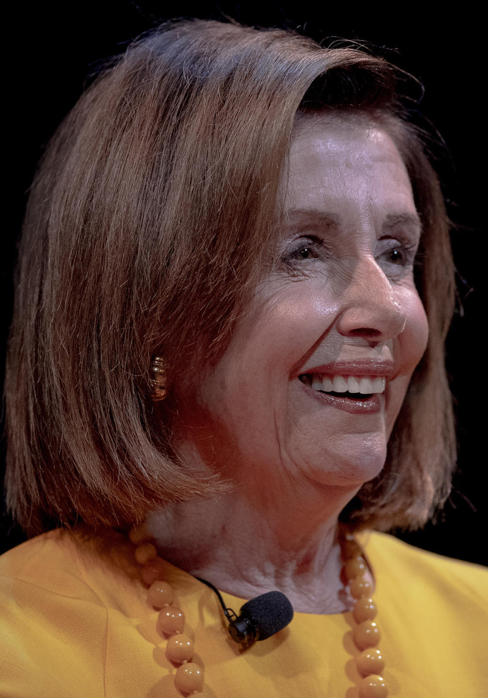 Speaker of the House Nancy Pelosi, D-Calif., laughs during an interview at The Texas Tribune Festival on Saturday, Sept. 28, 2019, in Austin, Texas. (Nick Wagner/Austin American-Statesman via AP)