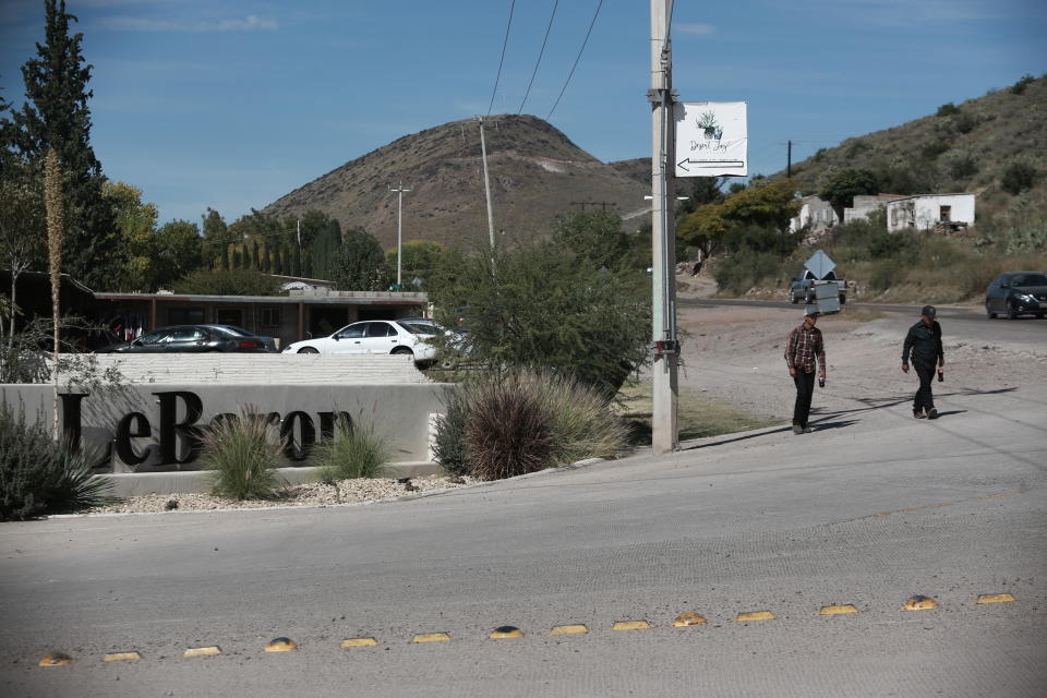 A sign announces the entry to Colonia LeBaron, one of many locations where the extended LeBaron family lives in the Galeana municipality of Chihuahua state, Mexico.