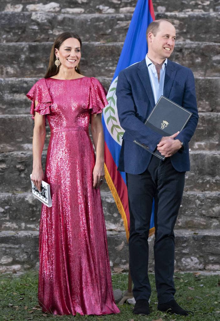 Kate Middleton and Prince William attend a special reception hosted by the Governor General of Belize in celebration of Her Majesty The Queen’s Platinum Jubilee on March 21, 2022 in Cahal Pech, Belize. - Credit: Mirrorpix / MEGA