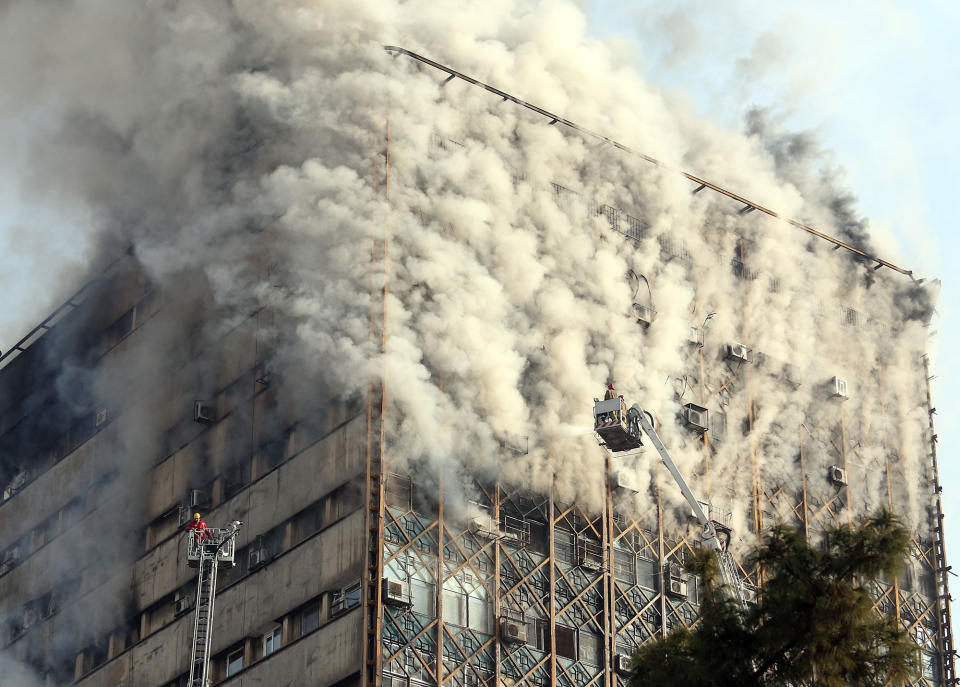 Deadly fire destroys high-rise building in Tehran, Iran