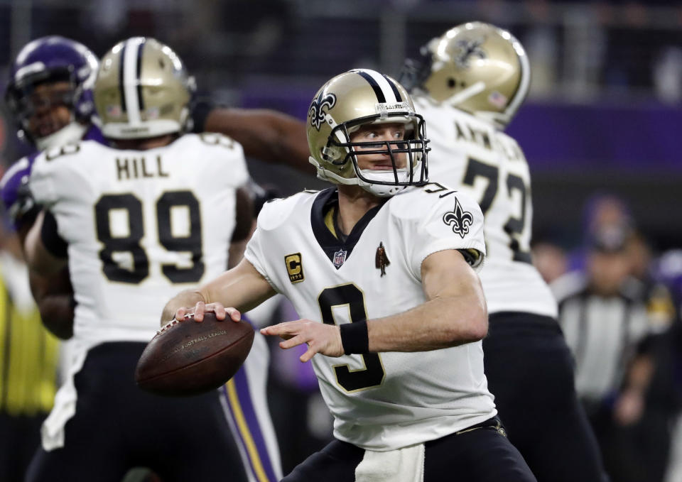 Quarterback Drew Brees is expected to re-sign with the Saints on Tuesday, according to a report. (AP)