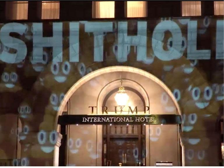 Trump's Washington DC hotel illuminated with ‘s***hole’ projection after President’s Haiti and Africa comments