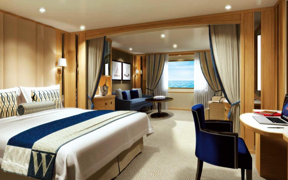 <p>Cabins in the <em>Star Pride</em> are much larger than they are in Windstar’s smaller sailing yachts, so passengers can feel free to spread out. The elegant earth-toned oceanview suites, accented with splashes of blue, along with fresh flowers and fruit, start at 277 square feet, while the airy owner’s suites are 575 light-flooded square feet. They and the Classic Suites, which start at 400 square feet, are the only cabins onboard with full balconies. (Balcony Suites actually have French balconies.)</p> <p><strong>Related:</strong> <a rel="nofollow noopener" href="http://www.travelandleisure.com/cruises/windstar-cruises-star-legend" target="_blank" data-ylk="slk:Five Things to Know About Windstar Cruise Line's Star Legend Cruise Ship;elm:context_link;itc:0;sec:content-canvas" class="link ">Five Things to Know About Windstar Cruise Line's Star Legend Cruise Ship</a><br><a rel="nofollow noopener" href="http://www.travelandleisure.com/cruises/windstar-cruises-star-pride" target="_blank" data-ylk="slk:Five Things to Know About Windstar Cruises' Star Pride Cruise Ship;elm:context_link;itc:0;sec:content-canvas" class="link ">Five Things to Know About Windstar Cruises' Star Pride Cruise Ship</a><br><a rel="nofollow noopener" href="http://www.travelandleisure.com/cruises/windstar-cruises-wind-star" target="_blank" data-ylk="slk:Five Things to Know About Windstar Cruises' Wind Star Cruise Ship;elm:context_link;itc:0;sec:content-canvas" class="link ">Five Things to Know About Windstar Cruises' Wind Star Cruise Ship</a></p>