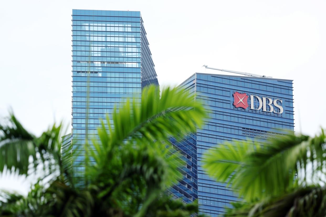 Signage for DBS Group Holdings Ltd. atop a building in Singapore, on Monday, July 31, 2023. (Lionel Ng/Bloomberg)