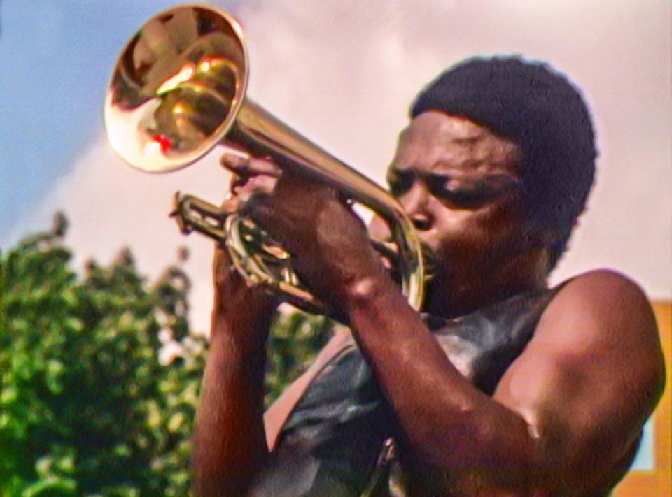 Hugh Masekela performing at the Harlem Cultural Festival