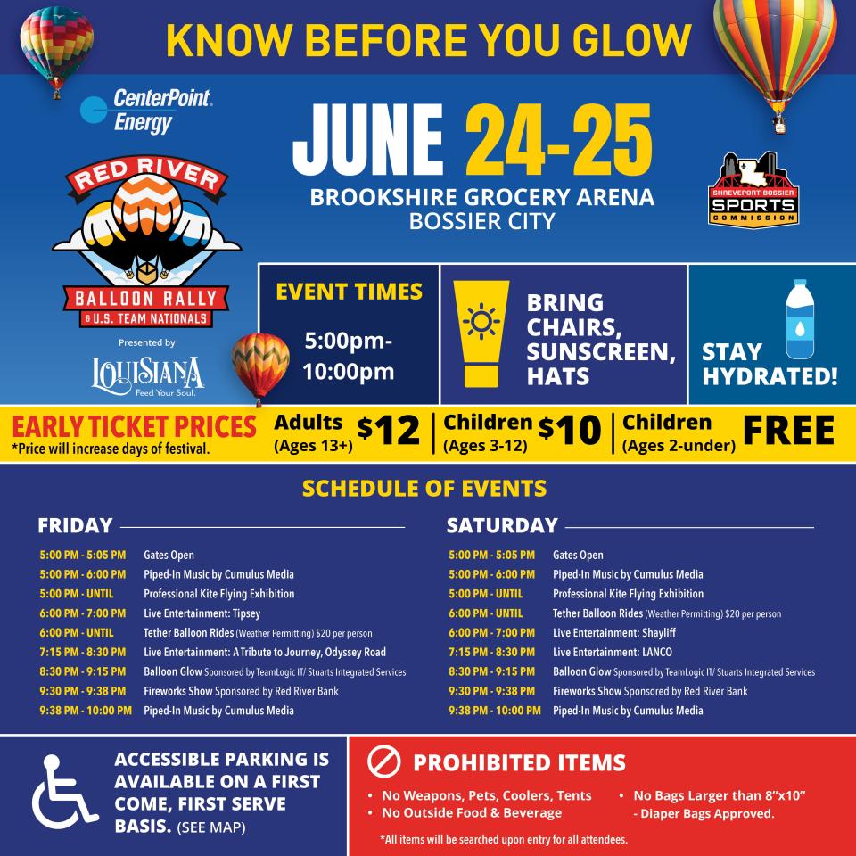 The Red River Balloon Rally makes its return to the Brookshire Grocery Arena in Bossier City the June 24 -25.