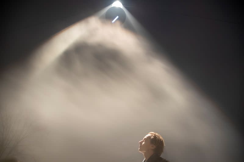 The Urban Sun by Dutch designer Daan Roosegaarde is seen on a square in Rotterdam