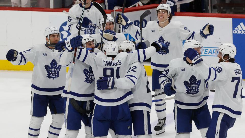 John Tavares and Ilya Samsonov were the heroes as the Maple Leafs beat the Panthers 2-1 in overtime in Matthew Knies first NHL game. (Getty Images)