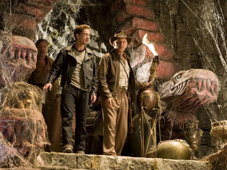 Ray Winstone as Mac MicHale, Shia LeBeouf as Mutt Williams, and Harrison Ford as Indiana Jones in "Indiana Jones and the Kingdom of the Crystal Skull."