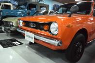 <p>This is a 1970 Nissan Cherry X-1, the company's first front-engine, front-wheel-drive car. The drivetrain style, adopted due to its increasing popularity in other parts of the world, made it compact, fuel efficient, and affordable. this one made a lofty 79 hp when new. </p>