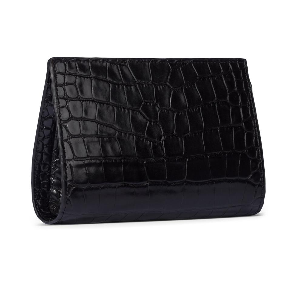 Erin Clutch In Black Stamped Leather