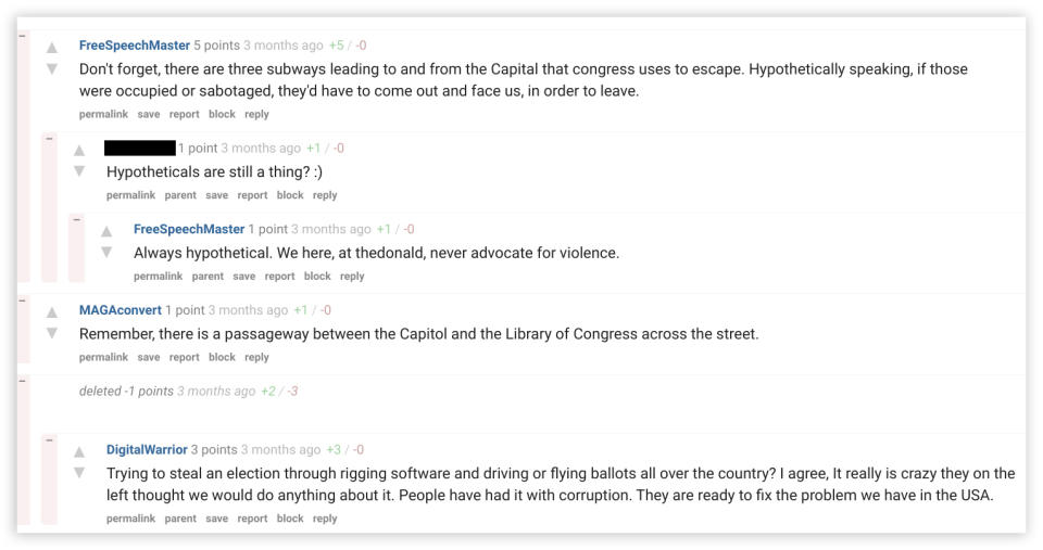 an anonymous post on TheDonald.win ahead of the Jan. 6 Capitol riot. (obtained by NBC News)