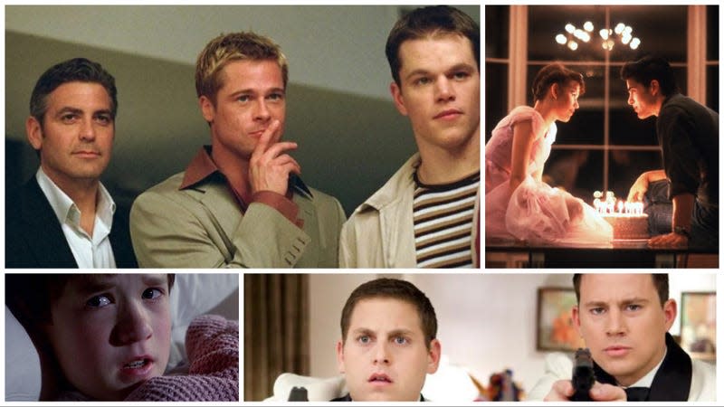 Screenshot:  Clockwise from top left: Ocean’s Eleven by Warner Bros.; Sixteen Candles by Universal Pictures; 21 Jump Street by Columbia Pictures; The Sixth Sense by Buena Vista Pictures