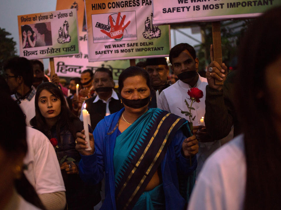 Women protest gender violence in Delhi, India: AFP