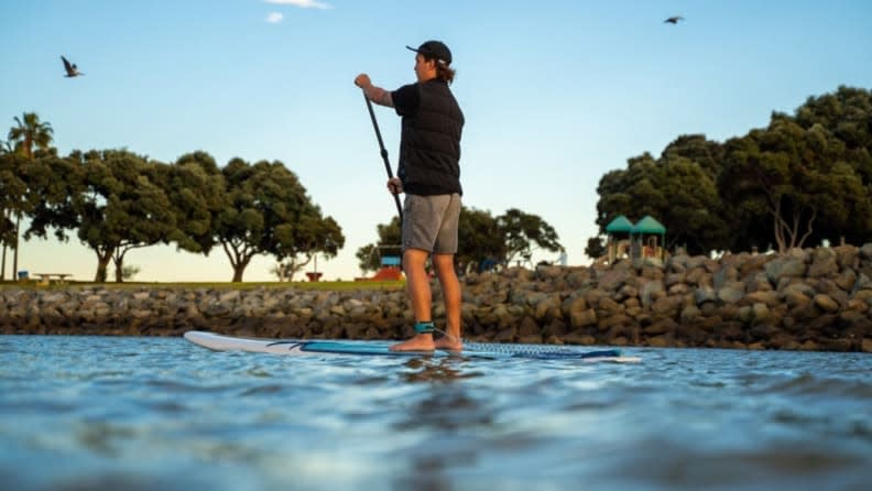 Paddling requires balance and is easiest with your eyes up.