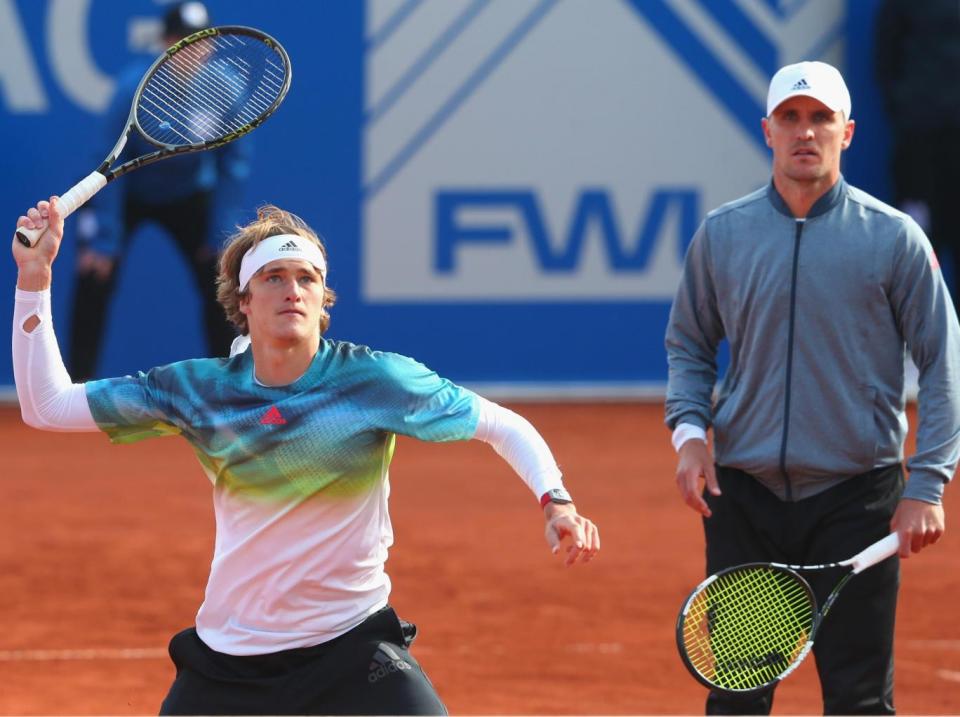 The Zverev brothers together on court (Getty)