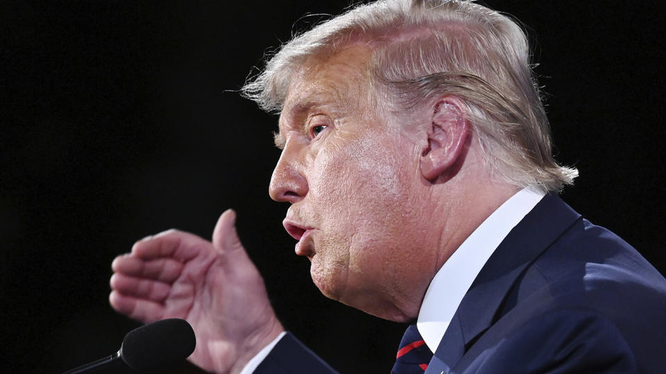 President Donald Trump and Democratic presidential candidate former Vice President Joe Biden participate in the first presidential debate Tuesday, Sept. 29, 2020, at Case Western University and Cleveland Clinic, in Cleveland. (Olivier Douliery/Pool vi AP)