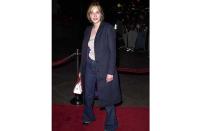 <b>2001</b> <br>A frumpy Zooey in elephant-flared denim jeans.