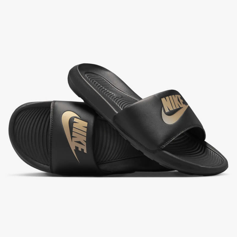 <p>Courtesy of Nike</p><p>Some guys have been wearing Nike sandals since their college communal shower days and have never looked back. Though we hope they’ve purchased new ones since then, now is a great time to grab a pair. The Victori One slide sandal is on sale in black with gold, red with black, and white with black, and with the additional discount, you can get these for about $23 before tax and shipping.</p><p>[$29 (was $35); <a href="https://clicks.trx-hub.com/xid/arena_0b263_mensjournal?q=https%3A%2F%2Fhowl.me%2FckMfC8Iu3zA&event_type=click&p=https%3A%2F%2Fwww.mensjournal.com%2Fstyle%2Fnike-mens-shoe-sale-october-2023%3Fpartner%3Dyahoo&author=Anthony%20Mastracci&item_id=ci02cbb36fe0002679&page_type=Article%20Page&partner=yahoo&section=sneakers&site_id=cs02b334a3f0002583" rel="nofollow noopener" target="_blank" data-ylk="slk:nike.com;elm:context_link;itc:0;sec:content-canvas" class="link ">nike.com</a>]</p>