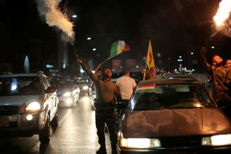 Kurds celebrate to show their support for the independence referendum in Erbil, Iraq September 25, 2017. REUTERS/Ahmed Jadallah