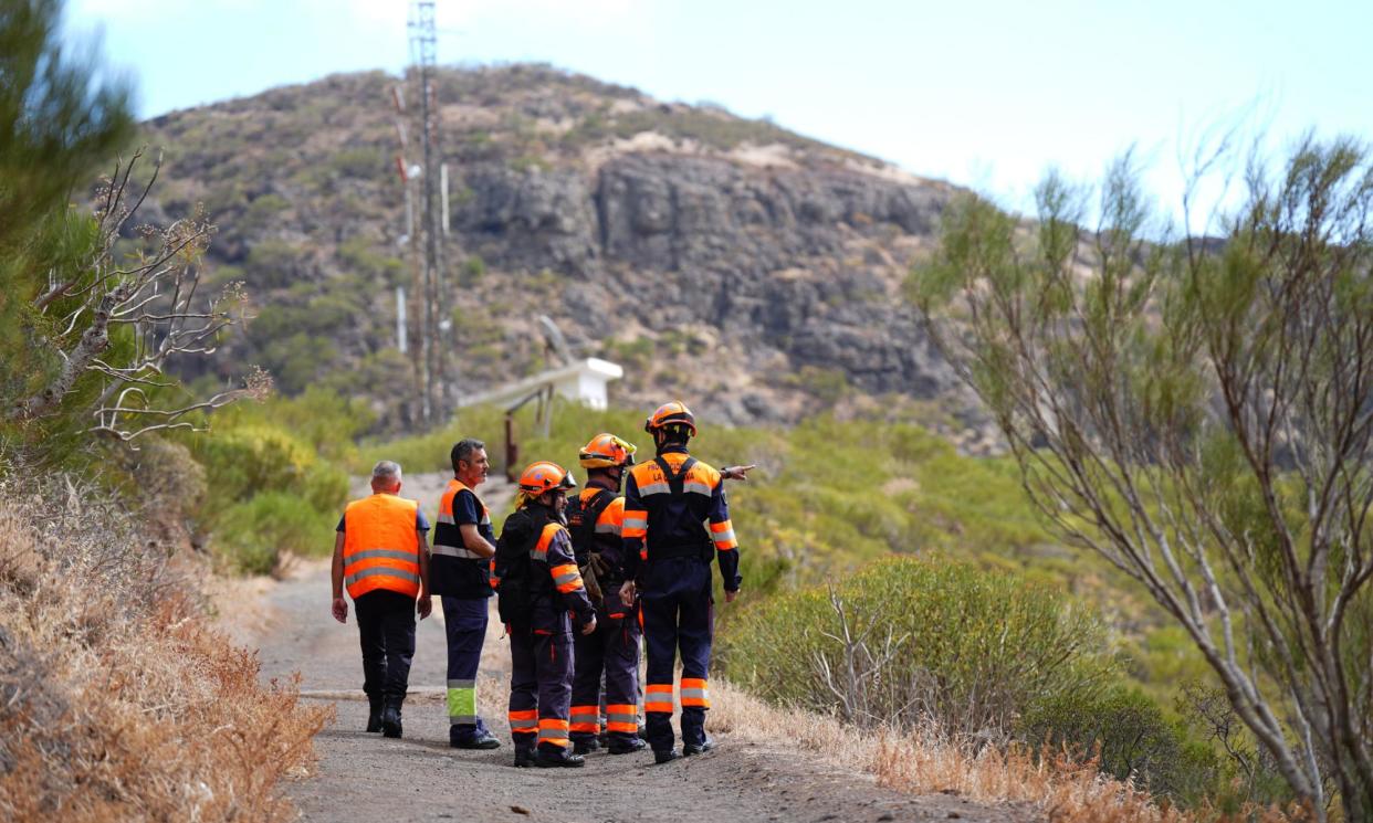 <span>Mountain rescue teams near the village of Masca, Tenerife, where the search for missing British teenager Jay Slater, 19, from Oswaldtwistle, Lancashire, continues. </span><span>Photograph: James Manning/PA</span>