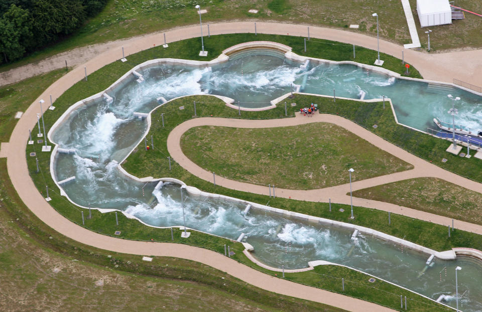 LONDON, ENGLAND - JULY 26: Aerial view of the Lee Valley White Water Centre which will host the Canoe Slalom events during the London 2012 Olympic Games on July 26, 2011 in London, England. (Photo by Tom Shaw/Getty Images)