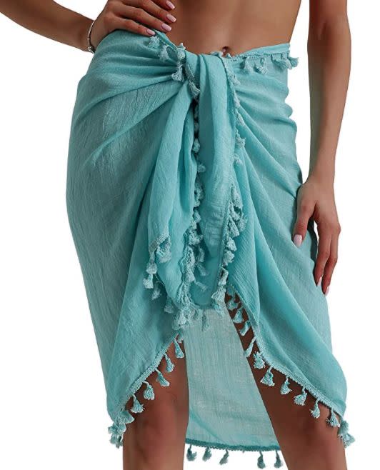 Chuangdi 2 Pieces Women Beach Wrap Sarong Cover Up Chiffon