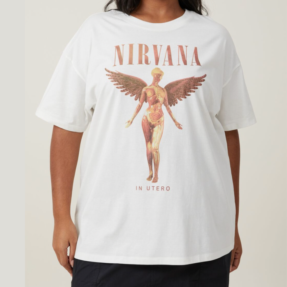 <p><a href="https://go.redirectingat.com?id=74968X1596630&url=https%3A%2F%2Fcottonon.com%2FUS%2Foversized-fit-nirvana-tee%2F9359197818280.html&sref=https%3A%2F%2F" rel="nofollow noopener" target="_blank" data-ylk="slk:Shop Now;elm:context_link;itc:0;sec:content-canvas" class="link ">Shop Now</a></p><p>Oversized Nirvana Tee</p><p>$30.00</p><p>cottonon.com</p>