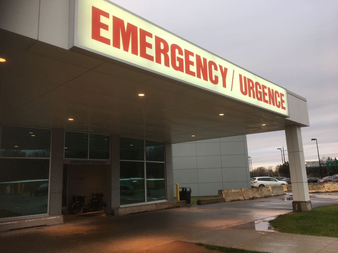 The entrance to the emergency department at the Queen Elizabeth Hospital in Charlottetown. Health P.E.I. says a surge in COVID-19 cases could lead to prolonged wait times at emergency departments. (CBC - image credit)