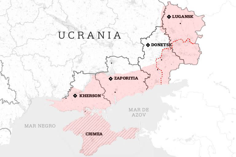 El mapa de las regiones que Rusia anexará