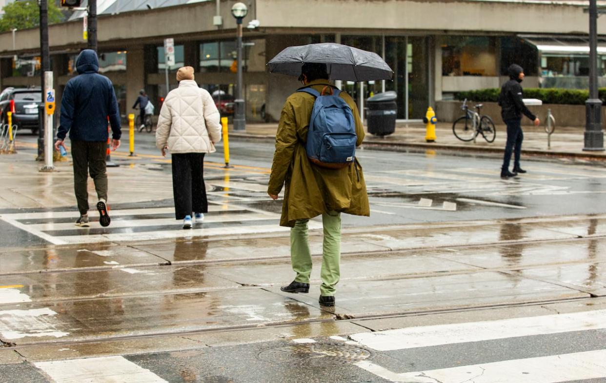 Toronto is forecast to see strong gusts of wind on Friday, according to Environment Canada. The city was also under a rainfall warning, which has since been lifted. Periods of rain are still expected throughout the day. (Michael Wilson/CBC - image credit)