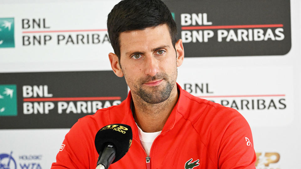 Novak Djokovic, pictured here speaking to the media at the Italian Open.