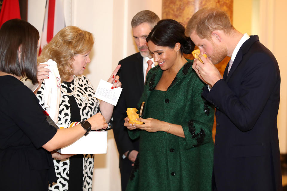 Prince Harry Sniffs Leather Moccasins, New Baby Gift