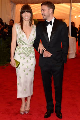 <p>Kevin Mazur/WireImage</p> Jessica Biel and Justin Timberlake at the 2012 Met Gala.
