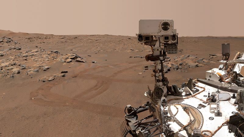 FILE PHOTO: NASA’s Perseverance Mars rover is seen in a "selfie" that it took over a rock nicknamed "Rochette\