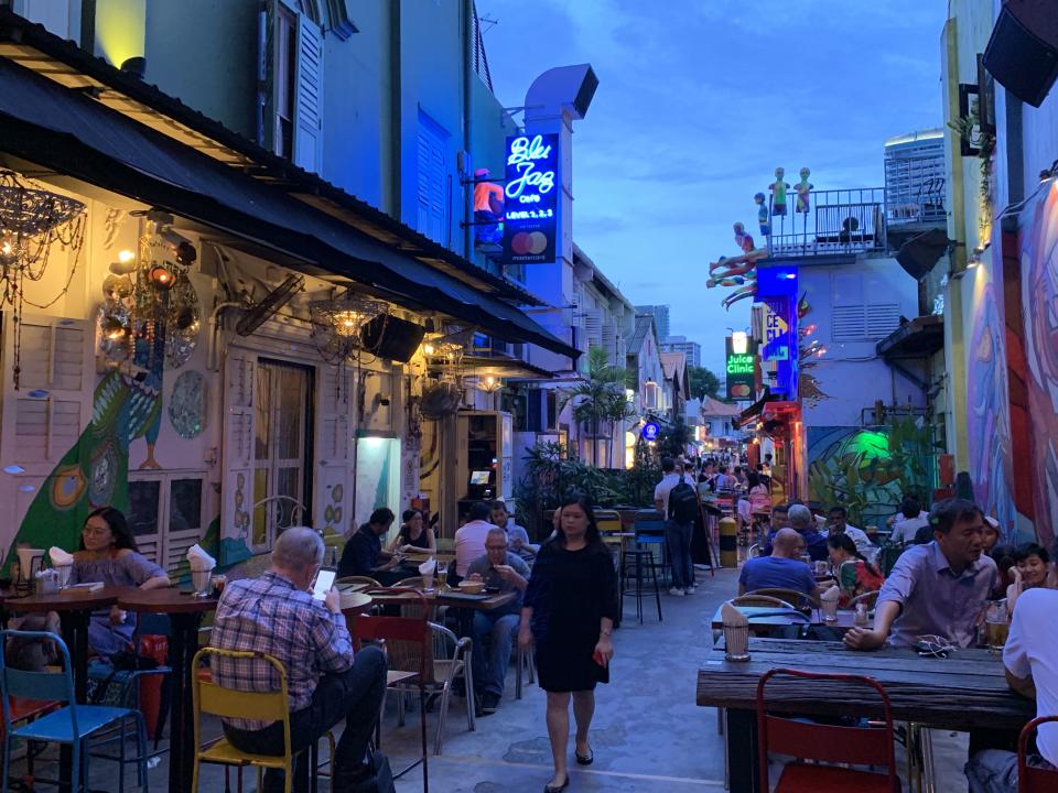 Blue Jaz Cafe bar and restaurant between Haji Lane and Beach Road in Kampong Glam on 31 October 2018. (Photo: Teng Yong Ping/Yahoo Lifestyle Singapore)