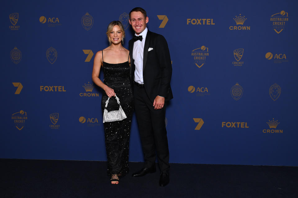 Marnus and Rebekah Labuschagne at the 2024 Australian Cricket Awards.