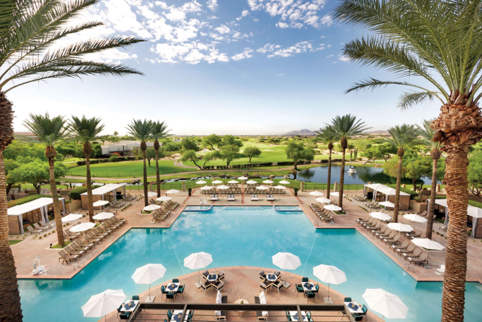 The pool view at the Fairmont Scottsdale Princess resort.