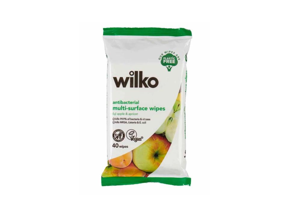 Antibacterial wipes are ideal for cleaning surfaces and tableware before you sit down to eatWilko