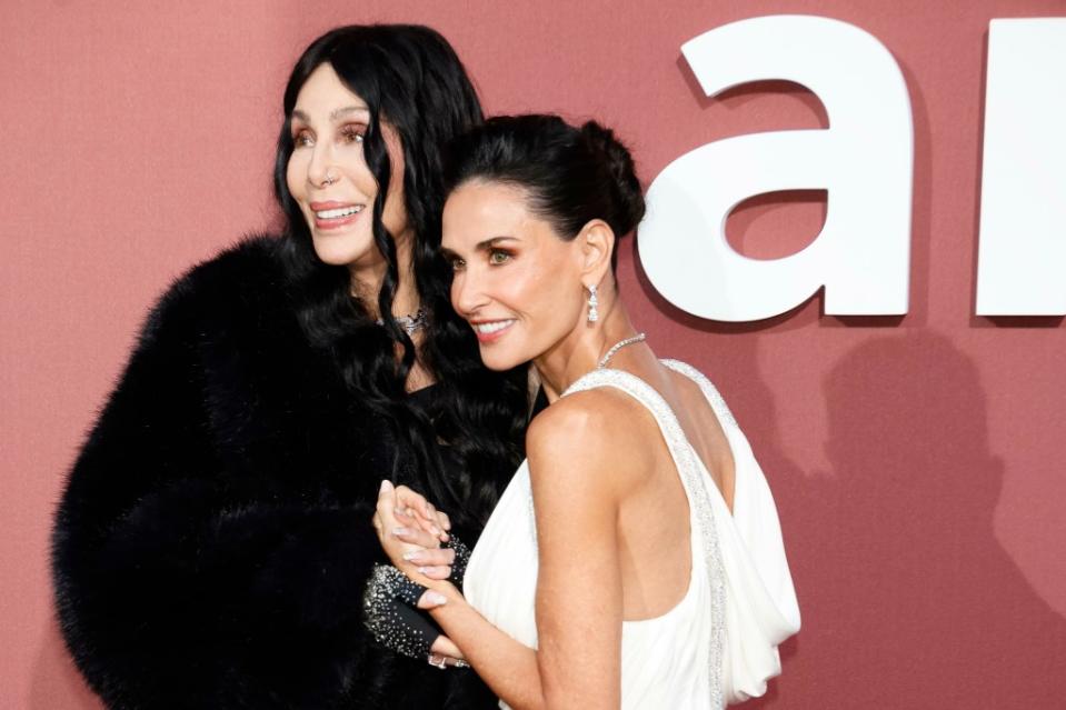 Cher and Demi Moore attend the amfAR Cannes Gala 2024. ZUMAPRESS.com